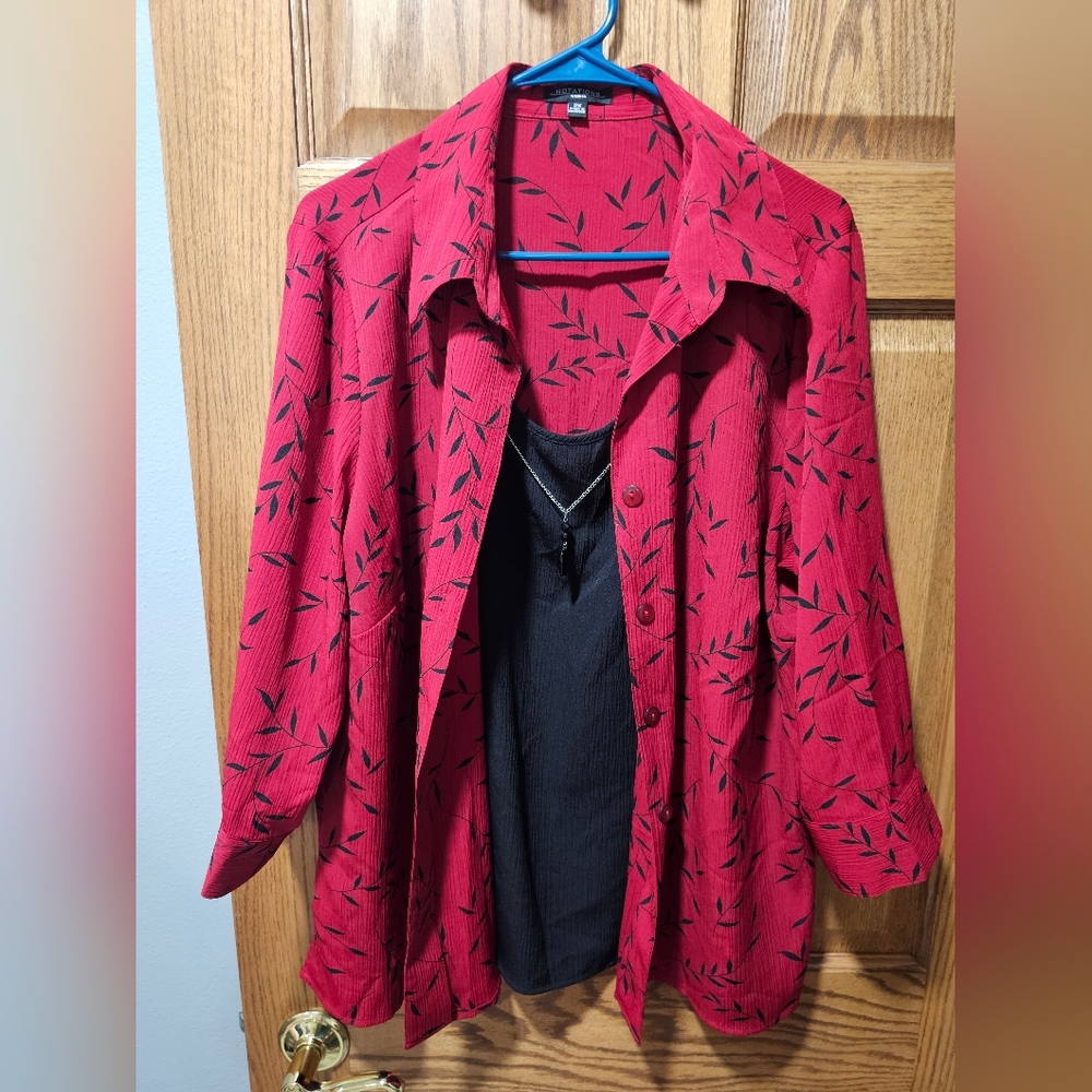 Notations Red And Black Patterned Blazer - image 1